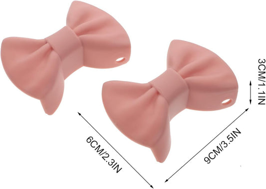 2 Pairs Silicone Bowknot Pot Handle Holders – Pink and Rose Red, Heat Resistant Non-Slip Grips for Cast Iron Skillets and Most Cookware
