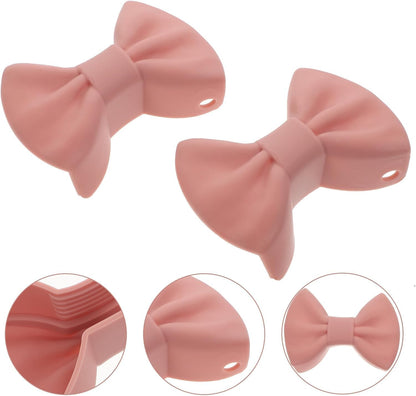 2 Pairs Silicone Bowknot Pot Handle Holders – Pink and Rose Red, Heat Resistant Non-Slip Grips for Cast Iron Skillets and Most Cookware