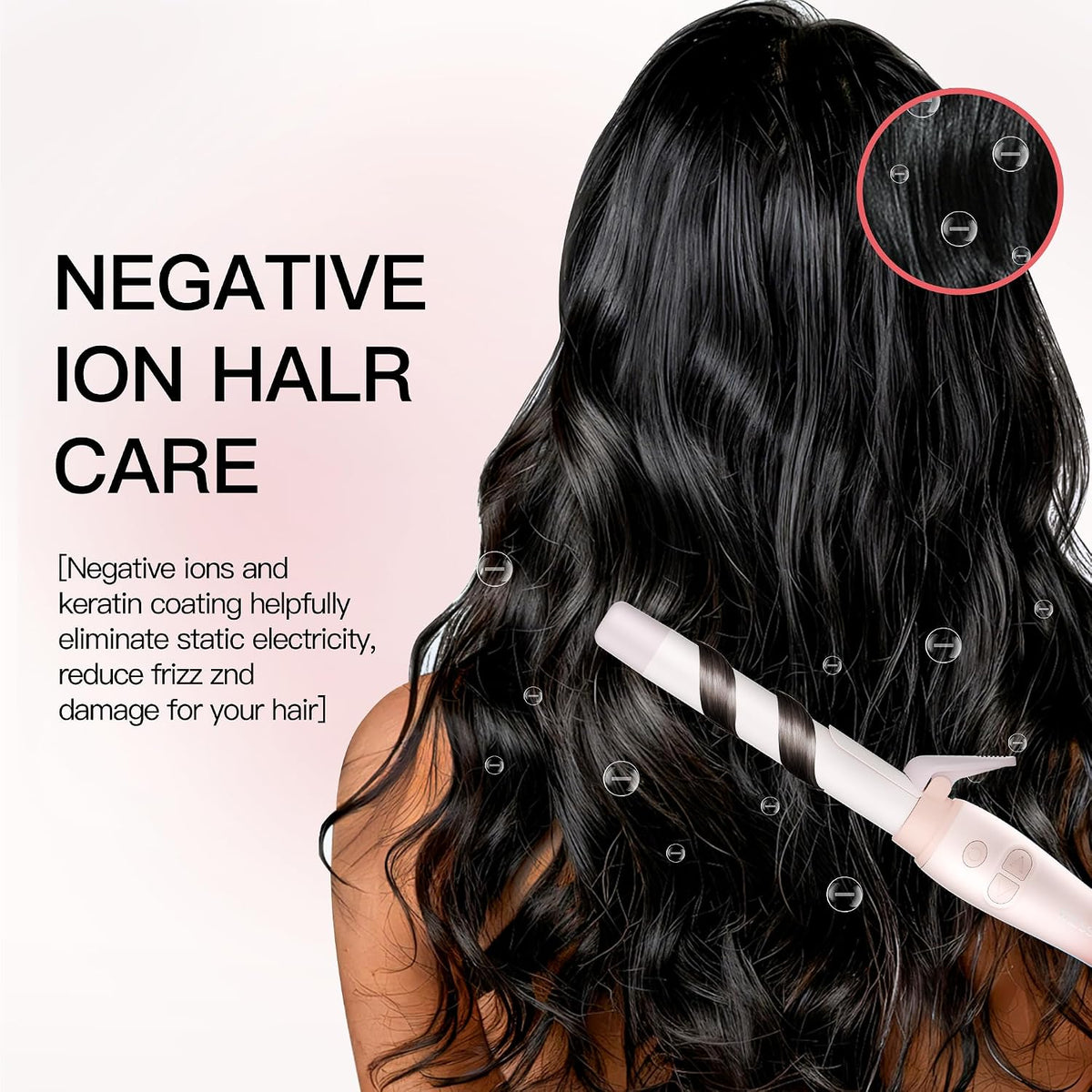Extra-Long Barrel Rotating Curling Iron with Short Clamp, Automatic Curling Iron 1 Inch Creates Loose Curls – for Medium and Long Hair, High Heat 410°F, Instant Heat up, Double Ceramic, Dual Voltage