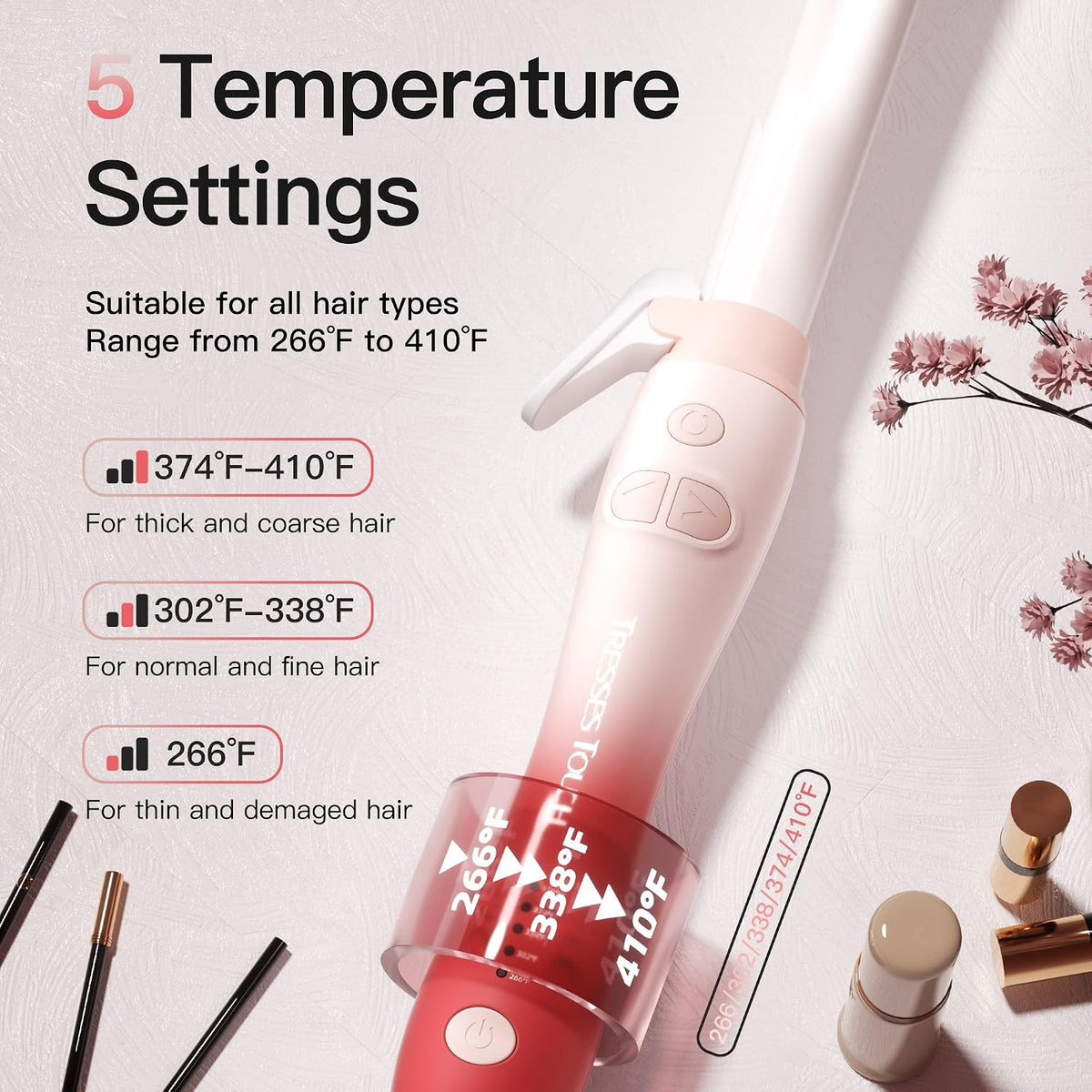 Extra-Long Barrel Rotating Curling Iron with Short Clamp, Automatic Curling Iron 1 Inch Creates Loose Curls – for Medium and Long Hair, High Heat 410°F, Instant Heat up, Double Ceramic, Dual Voltage