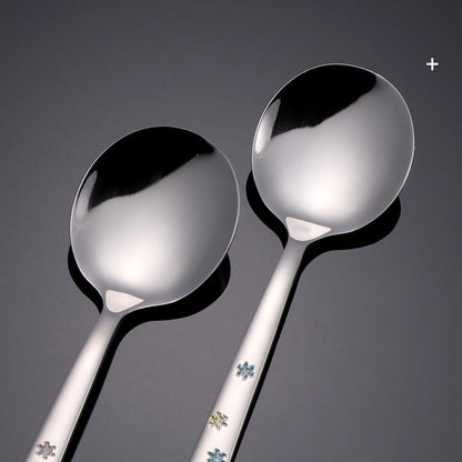 Cute Cartoon Stainless Steel Dinner Spoons,Christmas Spoon,Stainless Steel Soup Spoon,7 Inch,Pink Elk,4 Pieces.