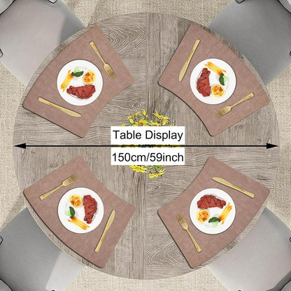 Round Table Placemats Set of 4, Faux Leather Wedge Shape Place Mats Heat Resistant Wipeable Washable Table Mats, Heavy Duty Kitchen Dining Mats(Light pink)