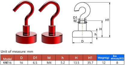 10Pieces Magnetic Utility Hooks Heavy-Duty Magnet-Hooks for Kitchen Classroom Workplace Strong Heavy-Duty Cruise Hook, 3.57CM, Pink