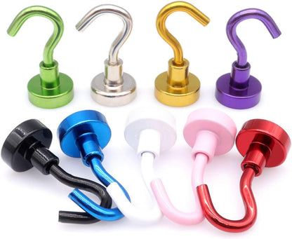 10Pieces Magnetic Utility Hooks Heavy-Duty Magnet-Hooks for Kitchen Classroom Workplace Strong Heavy-Duty Cruise Hook, 3.57CM, Pink