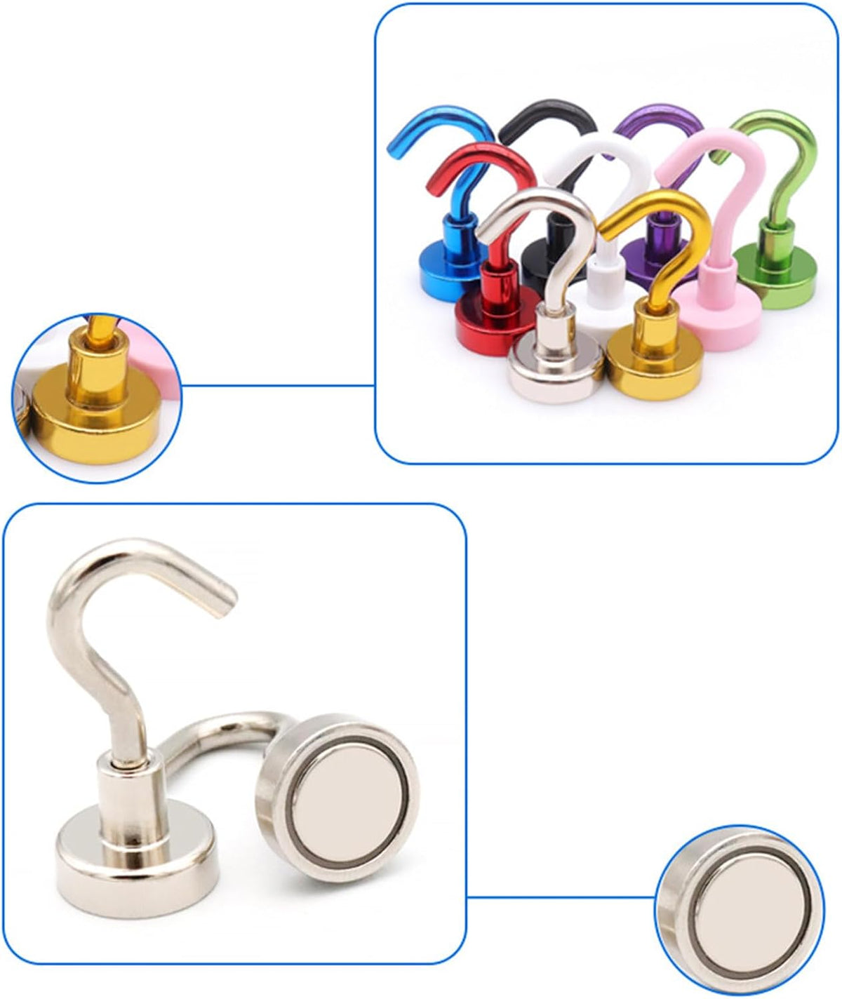 10Pieces Magnetic Utility Hooks Heavy-Duty Magnet-Hooks for Kitchen Classroom Workplace Strong Heavy-Duty Cruise Hook, 3.57CM, Pink