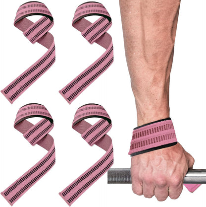 4 Pack Lifting Wrist Straps for Weightlifting, Lifting Straps for Gym Strength Training,Deadlifts,Workout, Men & Women Neoprene-padded Wrist Cushion Cotton Lift Straps with Anti-Skid Silicone -Black