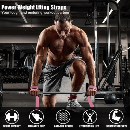 4 Pack Lifting Wrist Straps for Weightlifting, Lifting Straps for Gym Strength Training,Deadlifts,Workout, Men & Women Neoprene-padded Wrist Cushion Cotton Lift Straps with Anti-Skid Silicone -Black