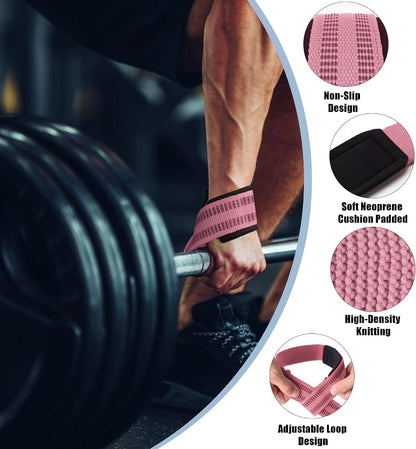 4 Pack Lifting Wrist Straps for Weightlifting, Lifting Straps for Gym Strength Training,Deadlifts,Workout, Men & Women Neoprene-padded Wrist Cushion Cotton Lift Straps with Anti-Skid Silicone -Black