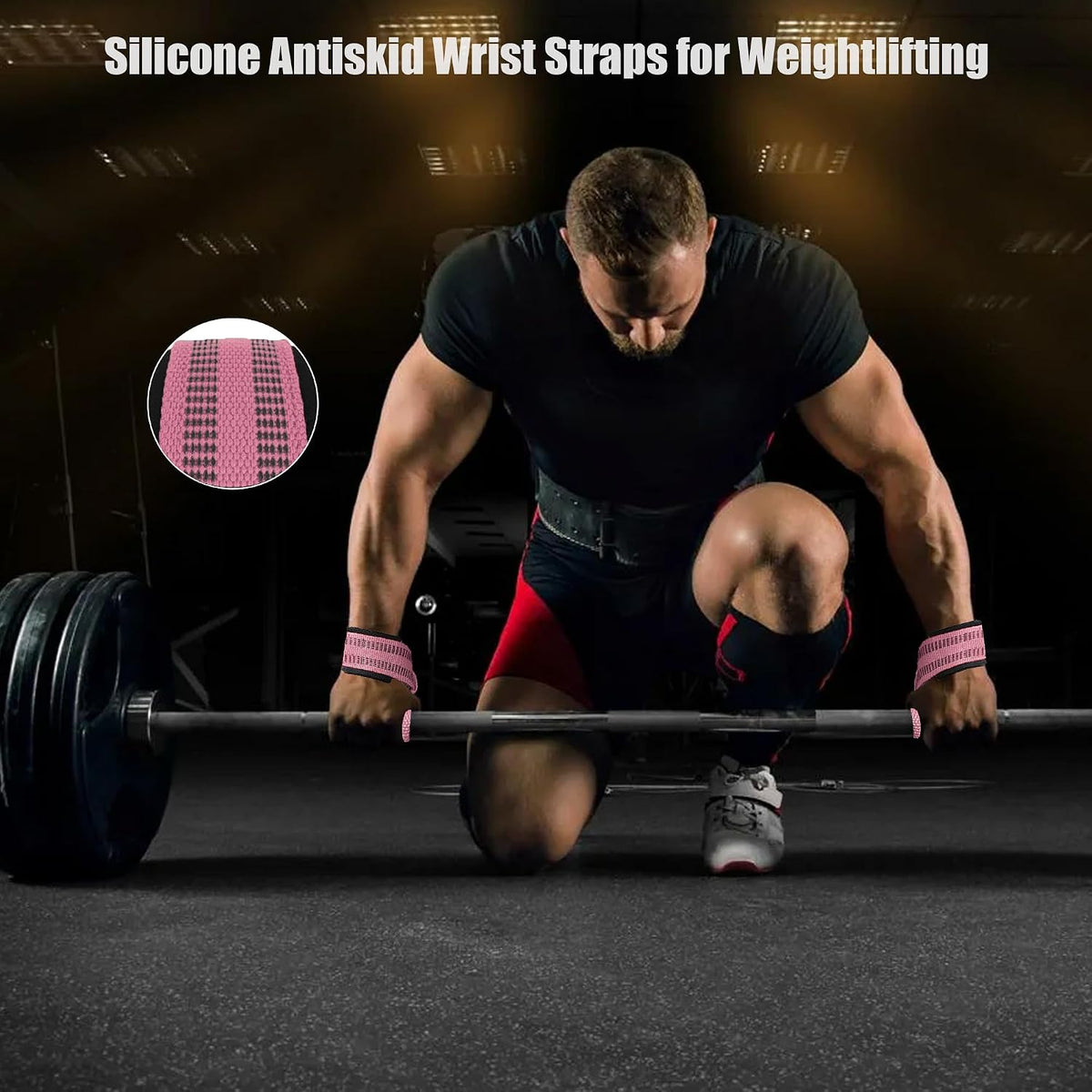 4 Pack Lifting Wrist Straps for Weightlifting, Lifting Straps for Gym Strength Training,Deadlifts,Workout, Men & Women Neoprene-padded Wrist Cushion Cotton Lift Straps with Anti-Skid Silicone -Black