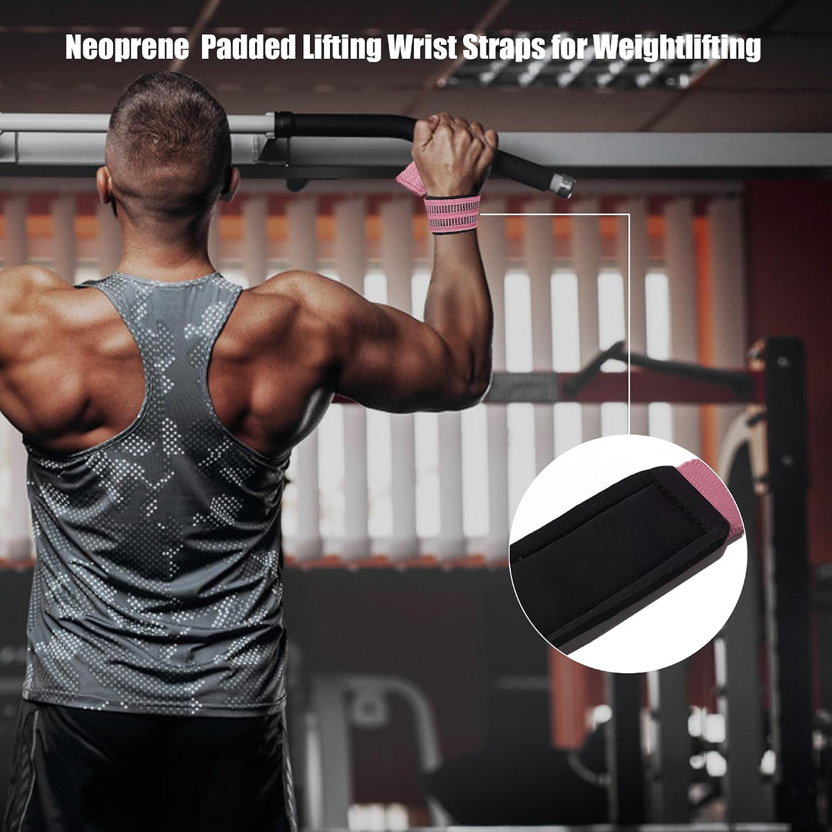 4 Pack Lifting Wrist Straps for Weightlifting, Lifting Straps for Gym Strength Training,Deadlifts,Workout, Men & Women Neoprene-padded Wrist Cushion Cotton Lift Straps with Anti-Skid Silicone -Black