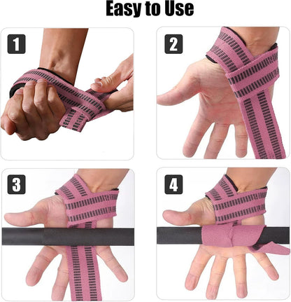 4 Pack Lifting Wrist Straps for Weightlifting, Lifting Straps for Gym Strength Training,Deadlifts,Workout, Men & Women Neoprene-padded Wrist Cushion Cotton Lift Straps with Anti-Skid Silicone -Black