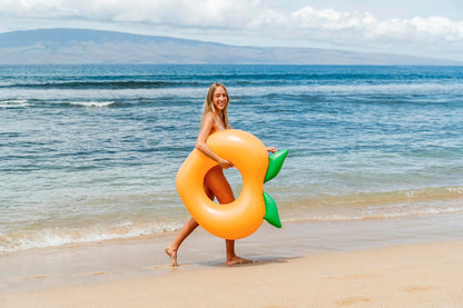 PoolCandy 40 Inch Peach Inflatable Pool Tube Float, Fruit Design Swim Ring for Pool Beach Lake, Heavy Duty PVC Water Lounger for Teens Adults Supports Up to 250 lbs