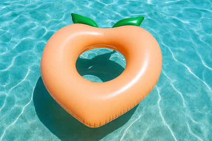 PoolCandy 40 Inch Peach Inflatable Pool Tube Float, Fruit Design Swim Ring for Pool Beach Lake, Heavy Duty PVC Water Lounger for Teens Adults Supports Up to 250 lbs