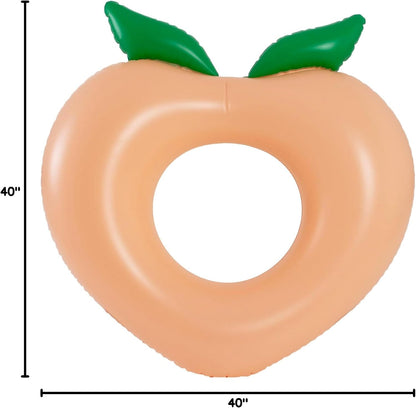 PoolCandy 40 Inch Peach Inflatable Pool Tube Float, Fruit Design Swim Ring for Pool Beach Lake, Heavy Duty PVC Water Lounger for Teens Adults Supports Up to 250 lbs