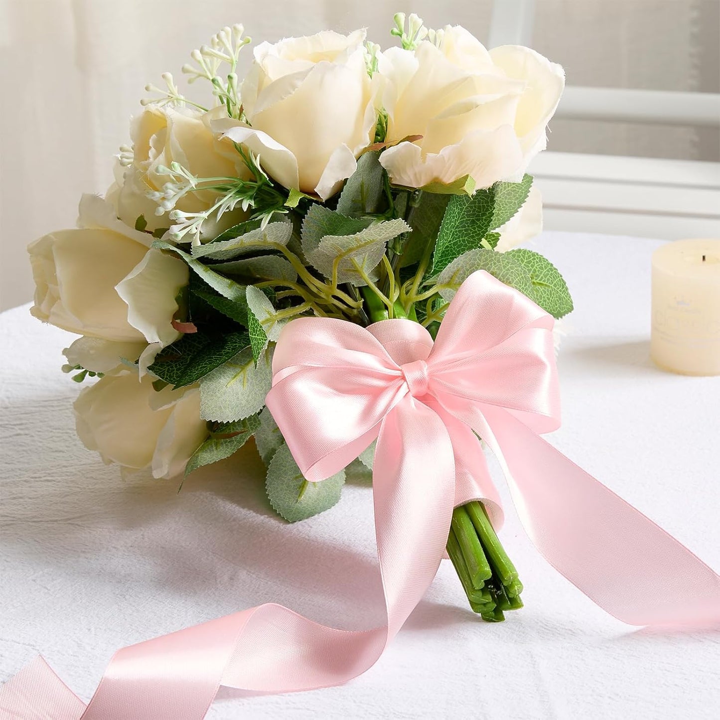 1-1/2 Inch 100 Yards Baby Pink Satin Ribbon, Solid Fabric Ribbon Roll for Flower Bouquet, Gift Wrapping, Roses Making, Handmade Crafts