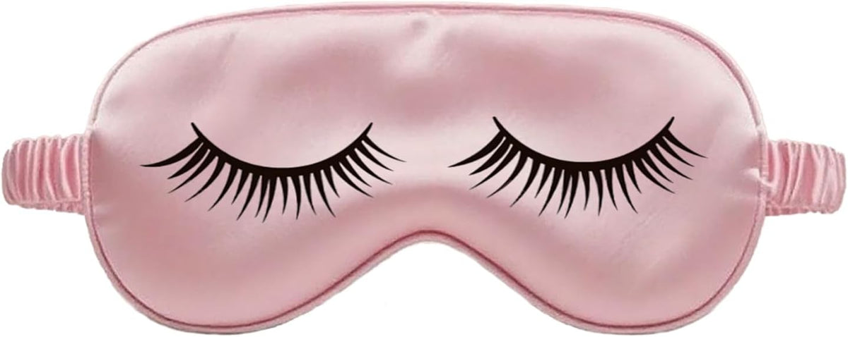 Mulberry Natural Silk Sleep Mask for Kids with Adjustable Elastic Strap, Super Cute Sleeping Eye Mask for Children, Size S, (Pink with Eyelashes)