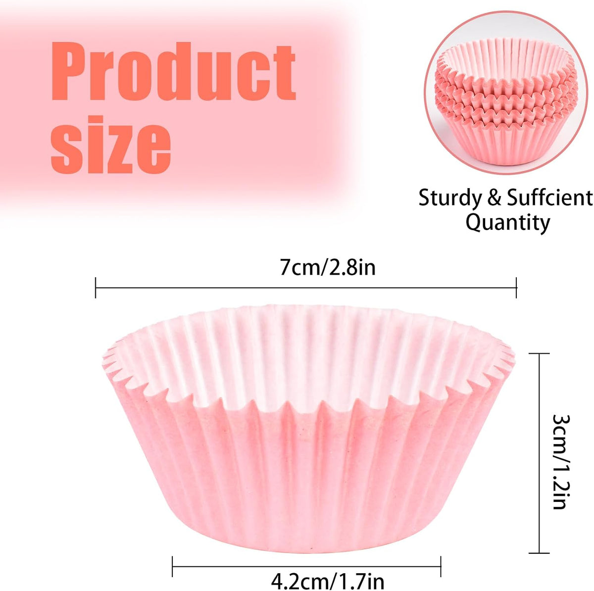 100Pcs Pink Cupcake Liners for Baking, Non-Stick Muffin Liners