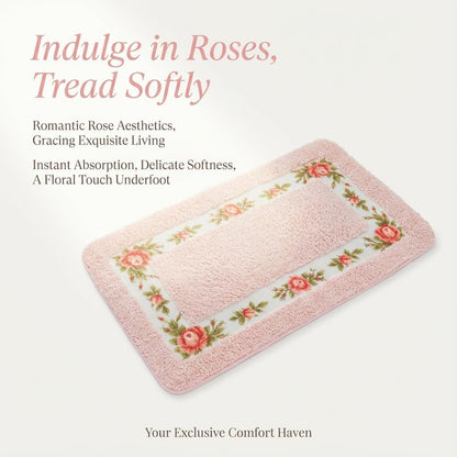 Bathroom Rugs Romantic Rose Flower Bath Rugs - Soft, Absorbent, Non-Slip,Entrance Mat(Pink,16x24 in)