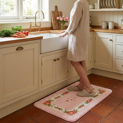 Bathroom Rugs Romantic Rose Flower Bath Rugs - Soft, Absorbent, Non-Slip,Entrance Mat(Pink,16x24 in)