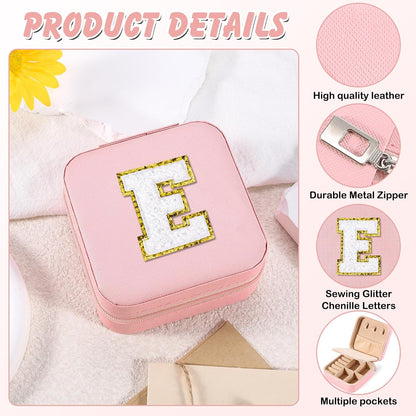 Travel Jewelry Case for Women Girls Small Jewelry Box Mini Jewelry Organizer Holder Pink Portable Personalized Birthday Gift for Women Mom Daughter Friends Female Her Teenage Girl Teacher(E)