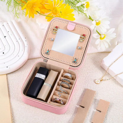 Travel Jewelry Case for Women Girls Small Jewelry Box Mini Jewelry Organizer Holder Pink Portable Personalized Birthday Gift for Women Mom Daughter Friends Female Her Teenage Girl Teacher(E)