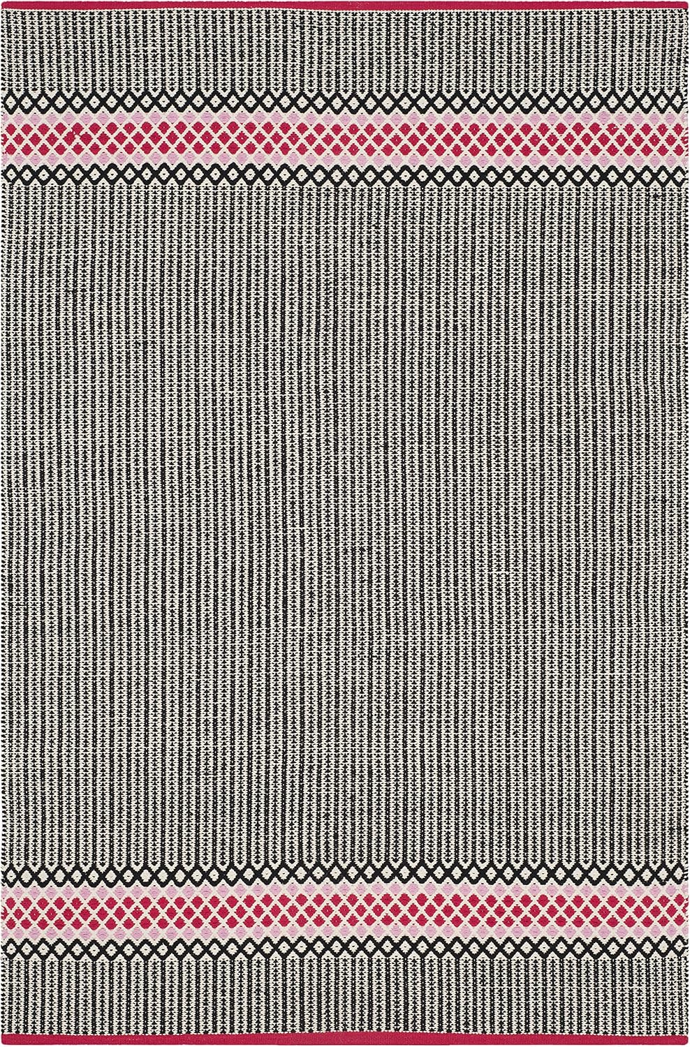Montauk Collection Accent Rug - 4' x 6', Light Pink & Multi, Handmade Cotton, Ideal for High Traffic Areas in Entryway, Living Room, Bedroom (MTK820P)