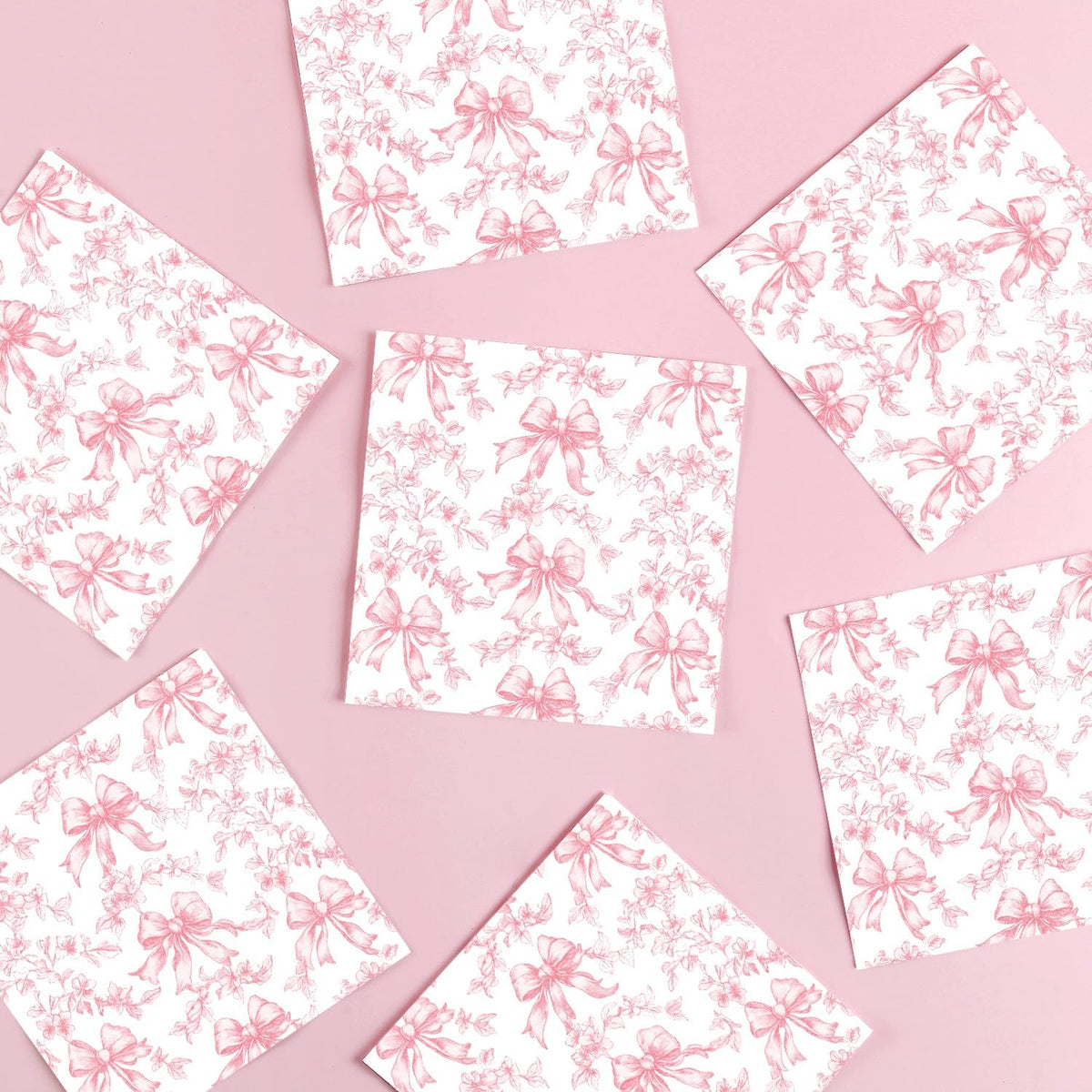 Pink Bow Napkins Cocktail Floral Coquette Party Favor for Baby Shower