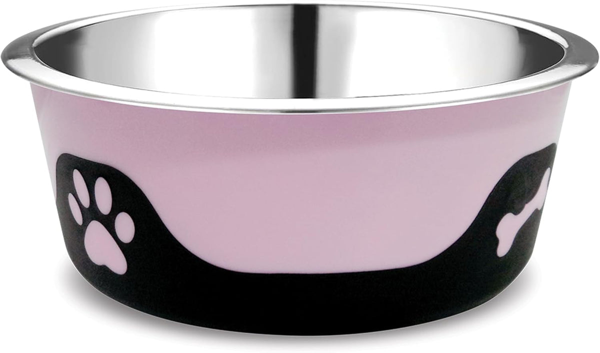 Thermocool Insulated Stainless Steel Pet Bowl - 32 Oz (Large) Non-Slip Feeding Dish Reduces Sliding & Spills, Keeps Water Cold & Food Warm, Dishwasher Safe (Pink)