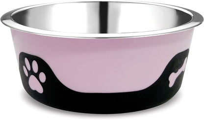 Thermocool Insulated Stainless Steel Pet Bowl - 32 Oz (Large) Non-Slip Feeding Dish Reduces Sliding & Spills, Keeps Water Cold & Food Warm, Dishwasher Safe (Pink)