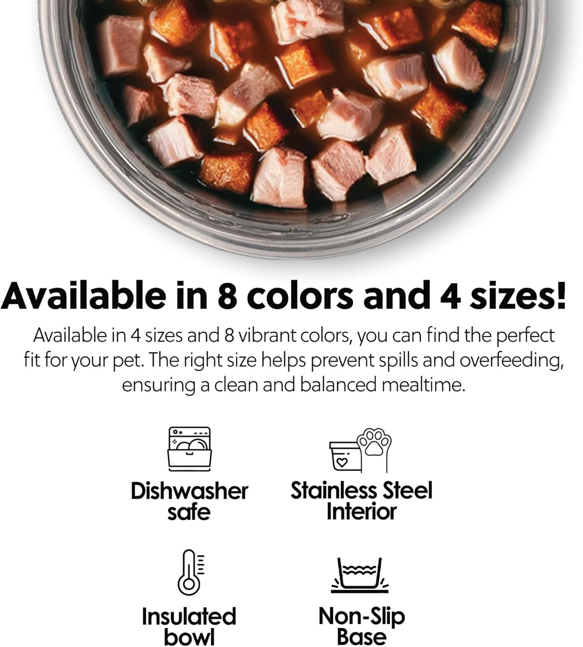 Thermocool Insulated Stainless Steel Pet Bowl - 32 Oz (Large) Non-Slip Feeding Dish Reduces Sliding & Spills, Keeps Water Cold & Food Warm, Dishwasher Safe (Pink)