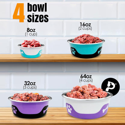 Thermocool Insulated Stainless Steel Pet Bowl - 32 Oz (Large) Non-Slip Feeding Dish Reduces Sliding & Spills, Keeps Water Cold & Food Warm, Dishwasher Safe (Pink)