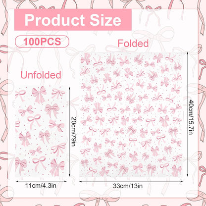 100PCS Pink Bow Napkins Disposable Hand Towels for Bathroom 3 Ply Decorative Bow Paper Napkins Pink Coquette Party Guest Napkins for Birthday Bachelorette Bridal Wedding Party Supplies