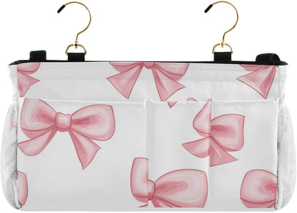 Pink Bow Seamless Bedside Caddy Bedside Organizer Bedside Storage Caddy College Dorm Bed Accessories
