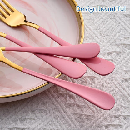 Dinner Forks,24 Pieces Pink and Gold 18/0 Stainless Steel Silverware Forks,Table Forks,Flatware Forks,8 Inches,Mirror Polish & Dishwasher Safe,Use for Home,Kitchen or Restaurant