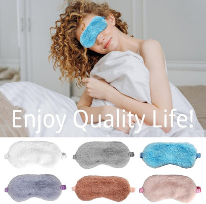 4 Pcs Plush Sleep Masks, Ultra Cute Soft Sleep Eye Cover, Blindfold Travel Sleep Masks for Kids Men Women, with Elastic Strap, Adjustable for Kids Adult (Beige,Dark Pink,Pink,Grey)