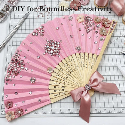 12 PCS Pink Foldable Hand Fan, 8.3 Inch Paper Fans for Women