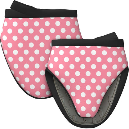 2PCS Mini Silicone Oven Mitts, Light Pink Polka Dot Print (a) Oven Mitts Heat Resistant, Pot Holders for Kitchen Cooking & Baking Gloves