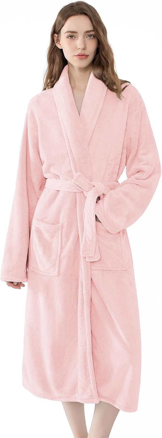 Soft Robe For Women，Warm Plush Bath Robes Female，Spa Towel After Shower Lightweight Long Bathrobe