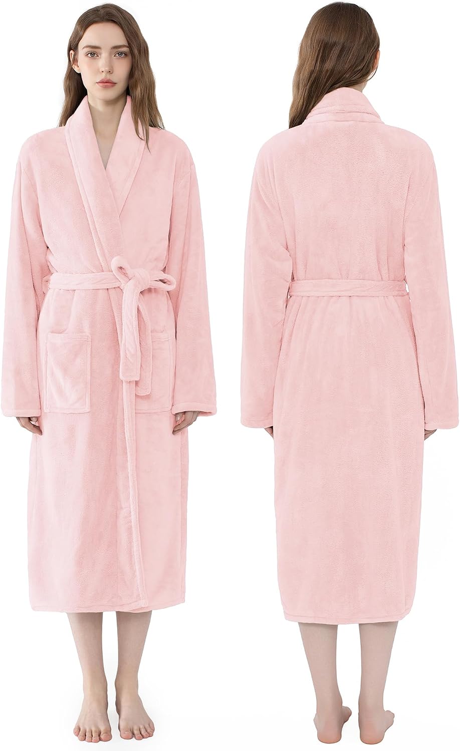 Soft Robe For Women，Warm Plush Bath Robes Female，Spa Towel After Shower Lightweight Long Bathrobe