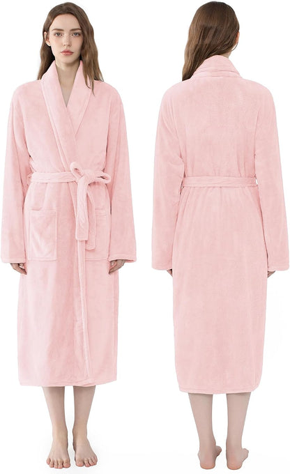 Soft Robe For Women，Warm Plush Bath Robes Female，Spa Towel After Shower Lightweight Long Bathrobe