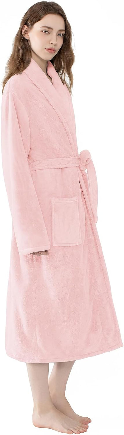 Soft Robe For Women，Warm Plush Bath Robes Female，Spa Towel After Shower Lightweight Long Bathrobe