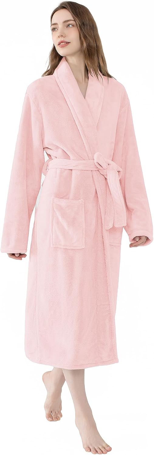 Soft Robe For Women，Warm Plush Bath Robes Female，Spa Towel After Shower Lightweight Long Bathrobe