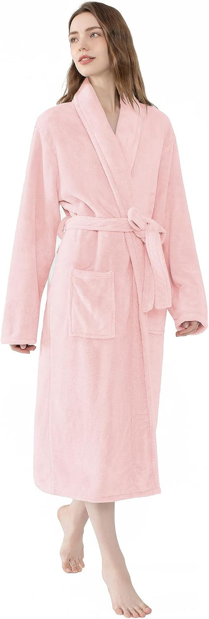 Soft Robe For Women，Warm Plush Bath Robes Female，Spa Towel After Shower Lightweight Long Bathrobe
