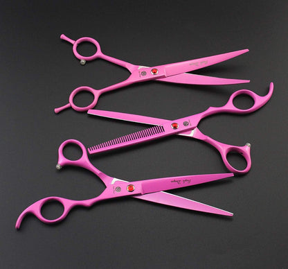 7" Dog Grooming Scissors Set with Rhinestone Accent - Pink