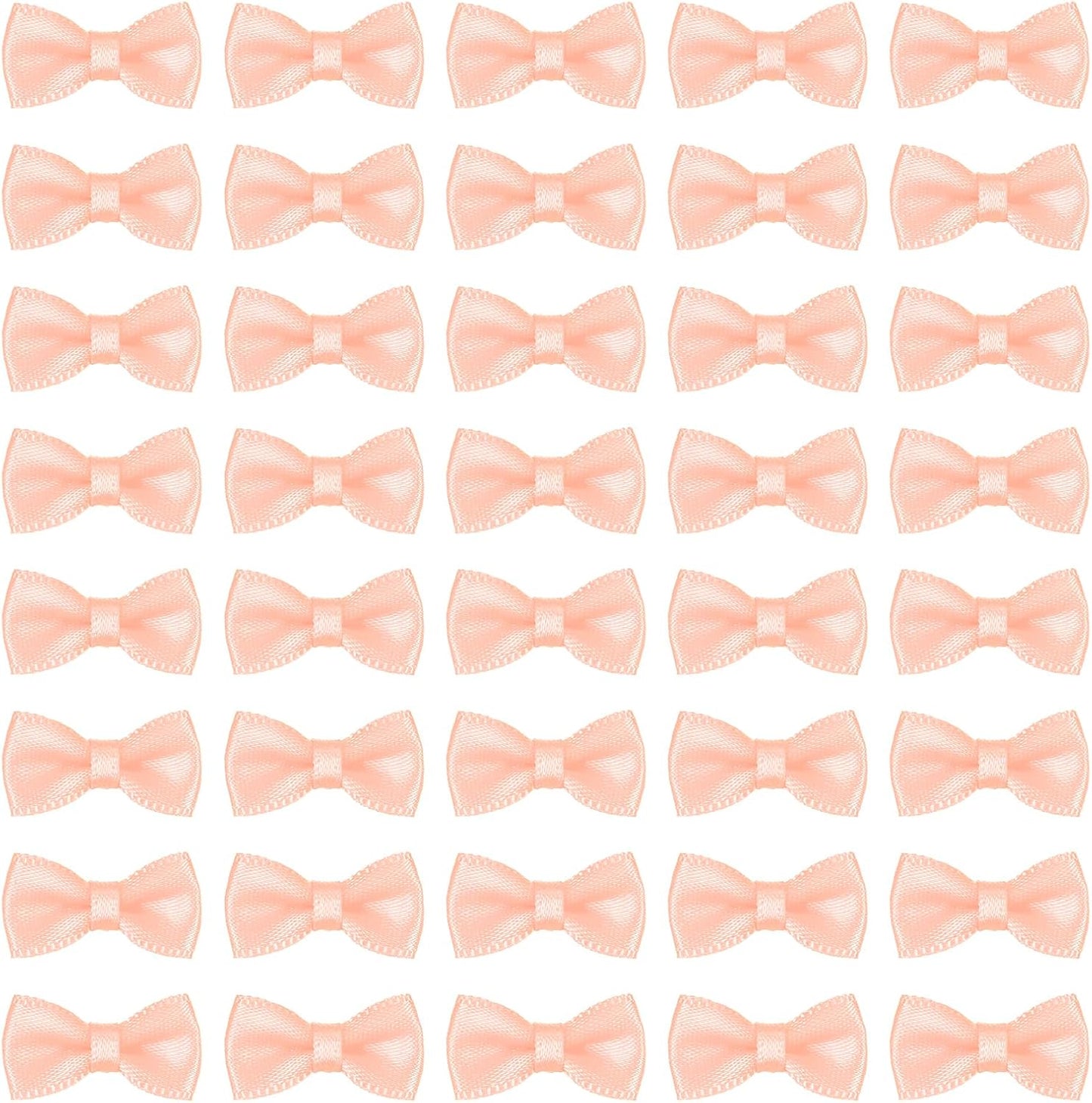 100 Pcs Mini Ribbon Bow 0.8" Mini Fabric Satin Ribbon Flower Bows for Craft DIY Sewing Wedding Birthday Party, Peach Red