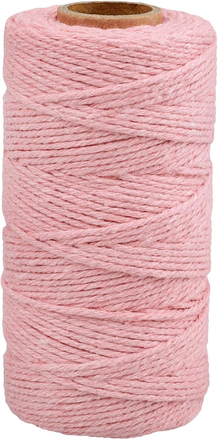 2MM Cotton String,328 Feet Pink Cotton String for Crafts