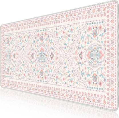 Pink Desk Matt, 35.4" x 15.7" Floral Mousepad for School Desk Use