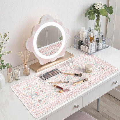 Pink Desk Matt, 35.4" x 15.7" Floral Mousepad for School Desk Use