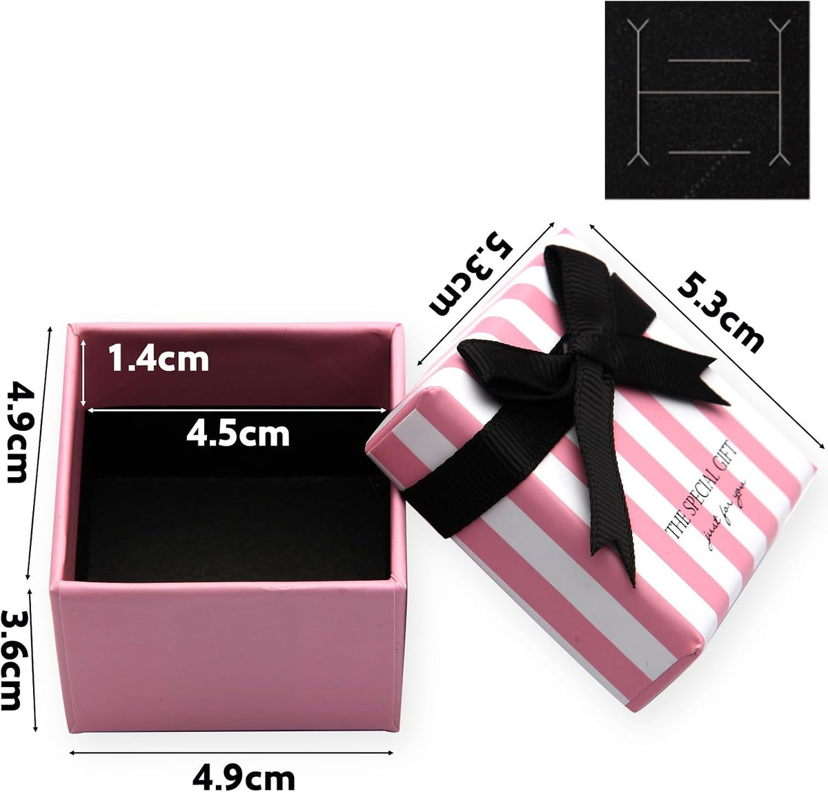 24 Pcs Jewelry Gift Boxes Cardboard Jewelry Boxes Packaging Pink Square Gift Box for Ring Badge Brooch Earring Display (pink with white stripes)