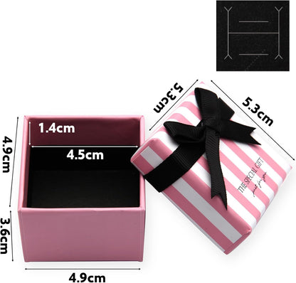 24 Pcs Jewelry Gift Boxes Cardboard Jewelry Boxes Packaging Pink Square Gift Box for Ring Badge Brooch Earring Display (pink with white stripes)